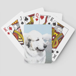 Great Pyrenees Painting - Original Dog Art Playing Cards