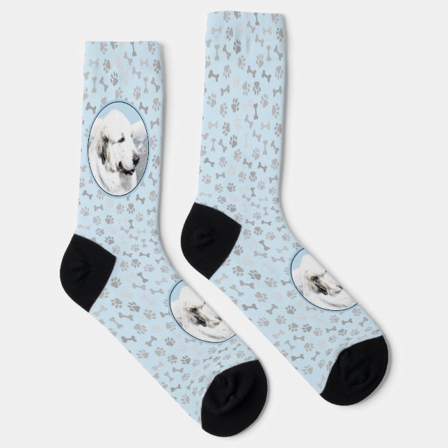 Great Pyrenees Painting - Original Dog Art Socks (Right)