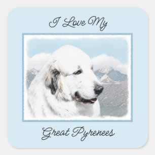 Great Pyrenees Painting - Original Dog Art Square Sticker