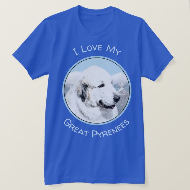 Great Pyrenees Painting - Original Dog Art T-Shirt (Design Front)