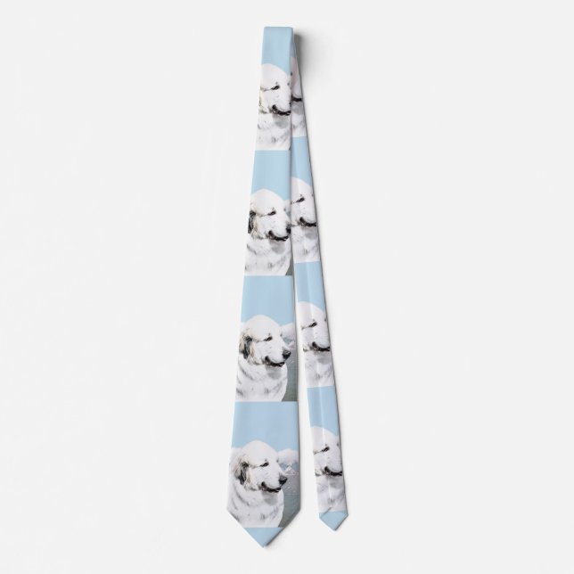 Great Pyrenees Painting - Original Dog Art Tie (Front)