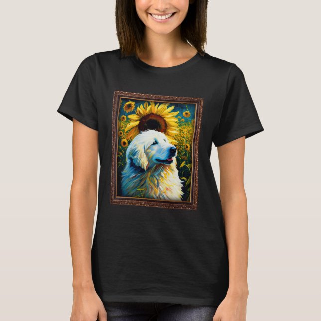 Great Pyrenees Painting Sunflower Flower Mom Women T-Shirt (Front)