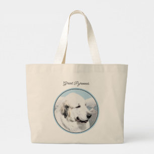 Great Pyrenees Painting White Original Pet Dog Art Large Tote Bag