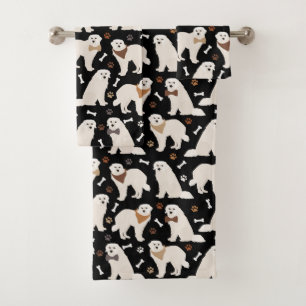 Great Pyrenees Paws and Bones Bath Towel Set