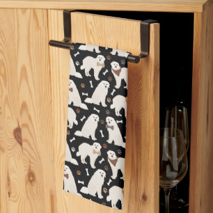 Great Pyrenees Paws and Bones Kitchen Towel