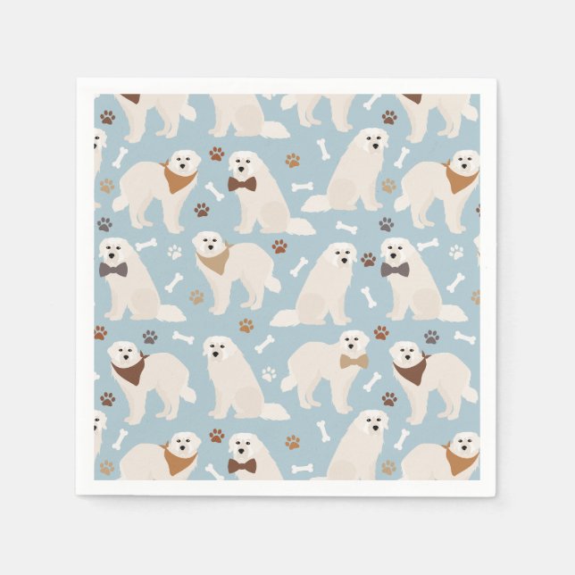 Great Pyrenees Paws and Bones Napkins (Front)