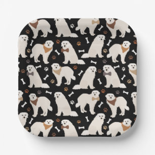 Great Pyrenees Paws and Bones Paper Plates