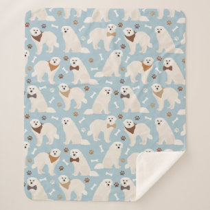 Great Pyrenees Paws and Bones Sherpa Blanket