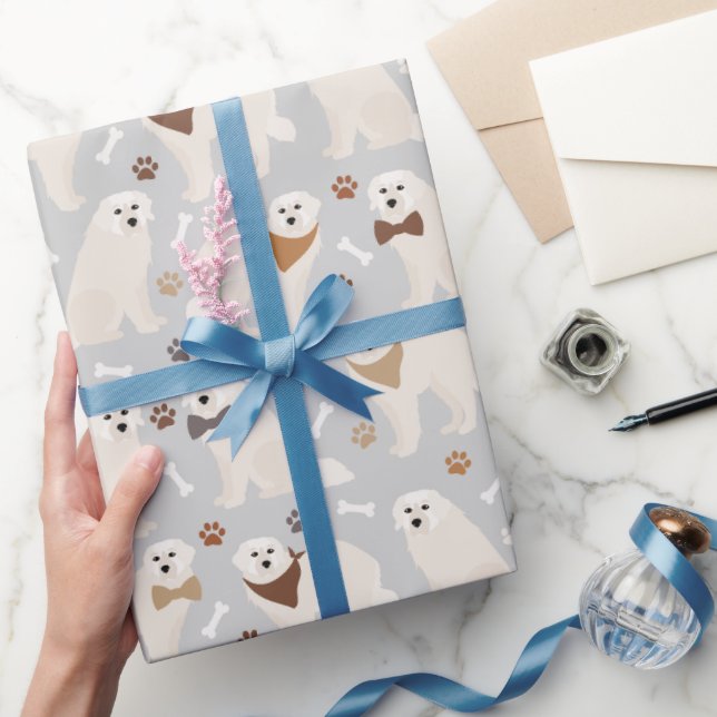 Great Pyrenees Paws and Bones Wrapping Paper (Gifting)