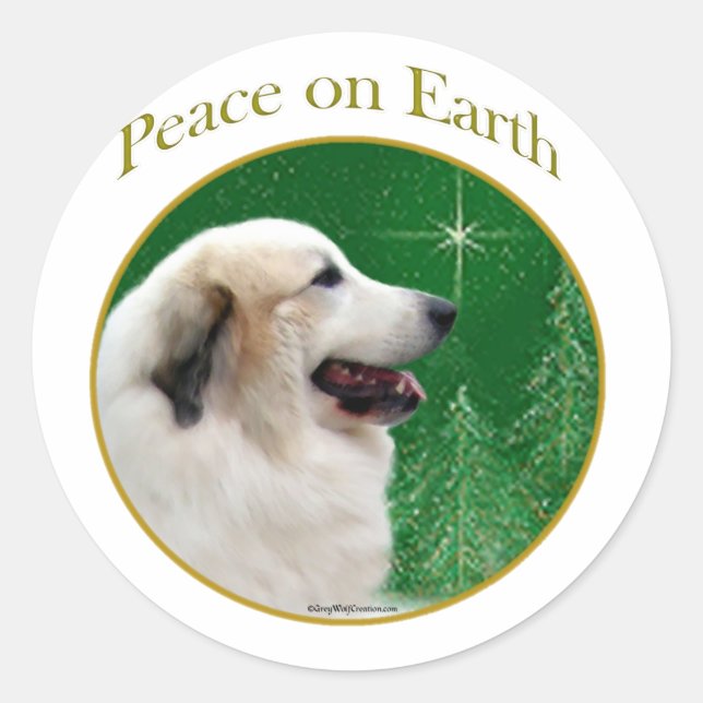 Great Pyrenees Peace Classic Round Sticker (Front)