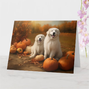 Great Pyrenees Puppy Autumn Delight Pumpkin  Card