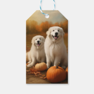 Great Pyrenees Puppy Autumn Delight Pumpkin Gift Tags