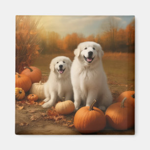 Great Pyrenees Puppy Autumn Delight Pumpkin  Magnet