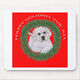 Great Pyrenees Puppy Christmas Design Mouse Pad