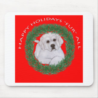 Great Pyrenees Puppy Christmas Design Mouse Pad
