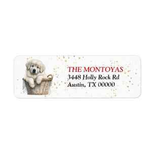 Great Pyrenees Puppy Wicker Basket Return Address Return Address Label