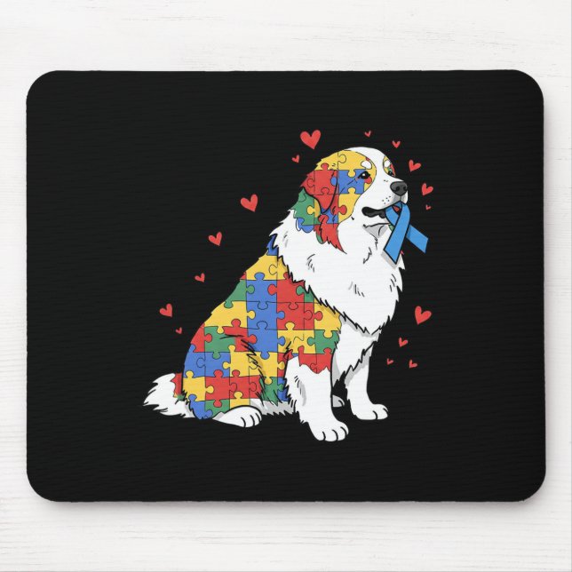 Great Pyrenees Puzzle Autism Awareness Autistic Wo Mouse Pad (Front)