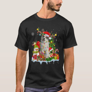Great Pyrenees Santa Hat Reindeer Christmas Lights T-Shirt