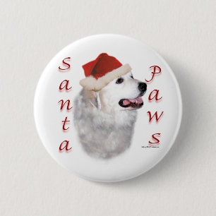 Great Pyrenees Santa Paws 6 Cm Round Badge
