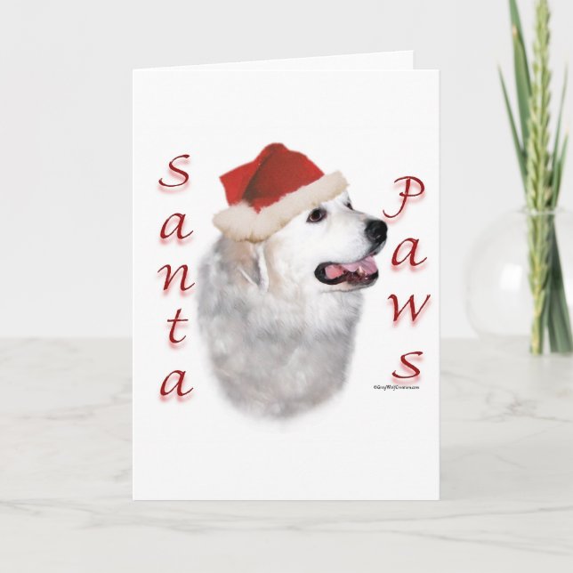 Great Pyrenees Santa Paws Holiday Card (Front)