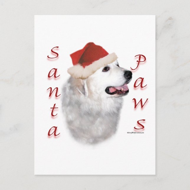 Great Pyrenees Santa Paws Holiday Postcard (Front)