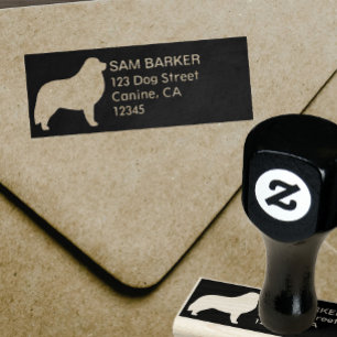Great Pyrenees Silhouette Return Address Rubber Stamp