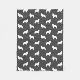 Great Pyrenees Silhouettes Pattern Grey Fleece Blanket