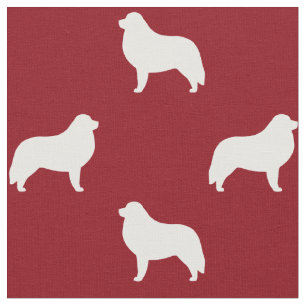 Great Pyrenees Silhouettes Pattern Red Fabric