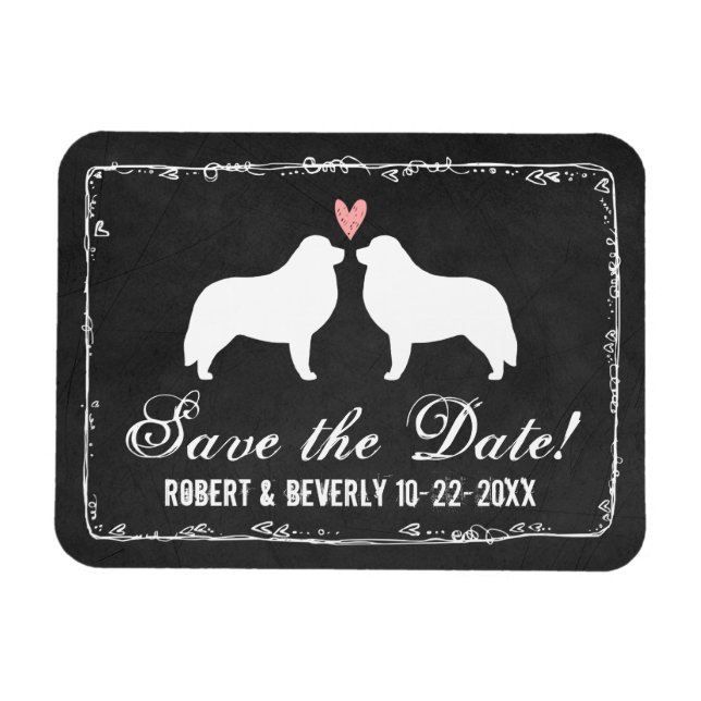Great Pyrenees Silhouettes Wedding Save the Date Magnet (Horizontal)