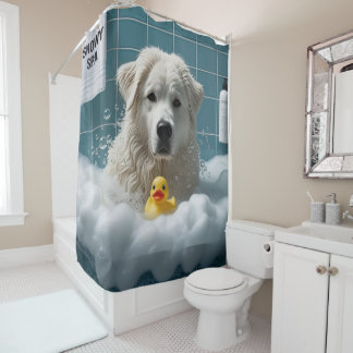 Great Pyrenees Sloppy Sleepy Cute Funny  Shower Curtain
