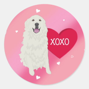 Great Pyrenees Valentines Day Classic Round Sticker