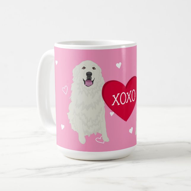 Great Pyrenees Valentines Day Coffee Mug (Front Left)
