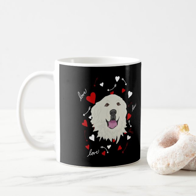 Great Pyrenees Valentines Day   Coffee Mug (With Donut)