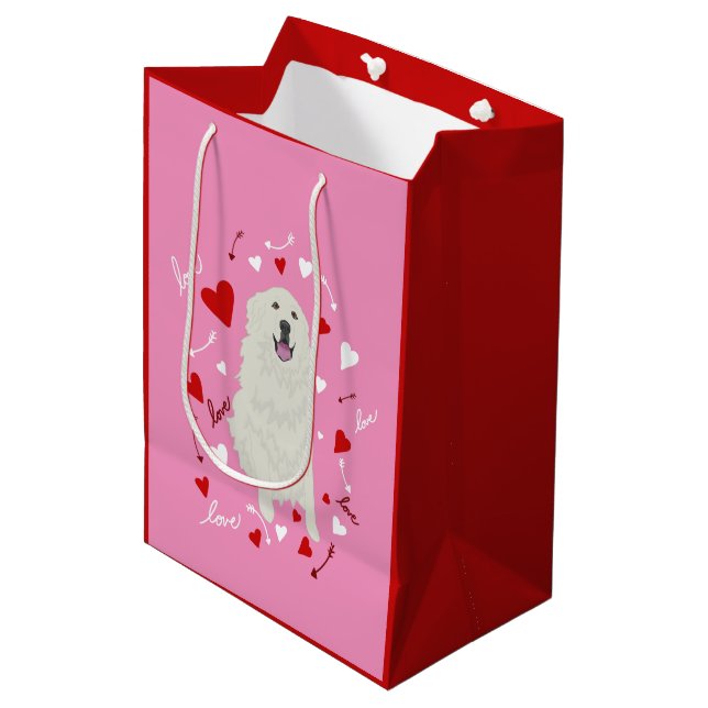 Great Pyrenees Valentines Day  Medium Gift Bag (Front Angled)