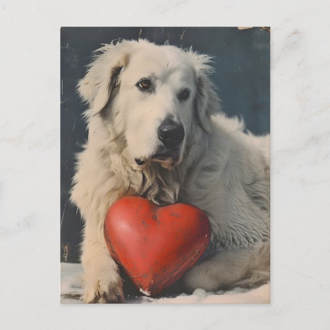 Great Pyrenees Valentine's Day Vintage Postcard (Front)