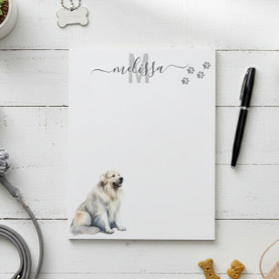 Great Pyrenees Watercolor Monogram Personalised Notepad