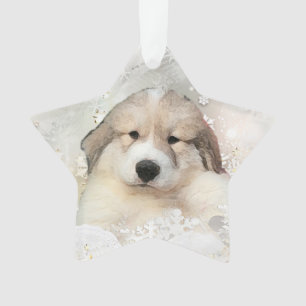 Great Pyrenees Watercolor Puppy Holiday Ornament