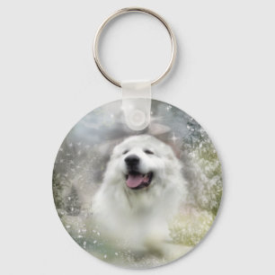Great Pyrenees Winter Scene Key Ring