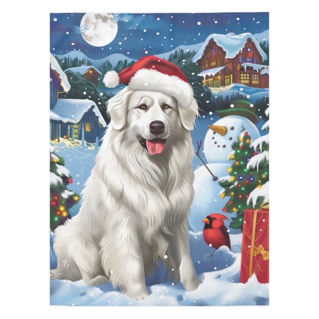 Great Pyrenees Winter Wonderland Christmas Joy Tablecloth (Front)