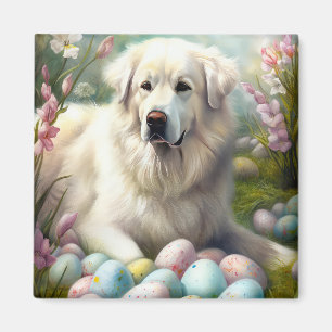 Great Pyrenees with Easter Eggs  Magnet