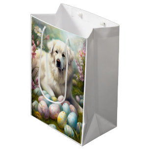 Great Pyrenees with Easter Eggs  Medium Gift Bag
