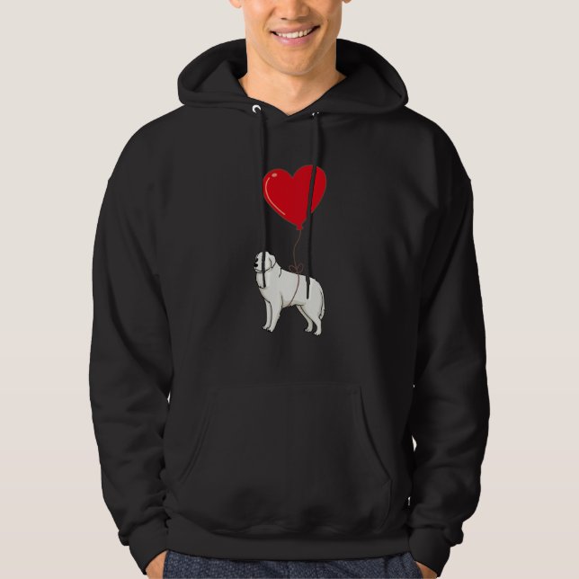 Great Pyrenees With Heart Balloon Valentines Day L Hoodie (Front)