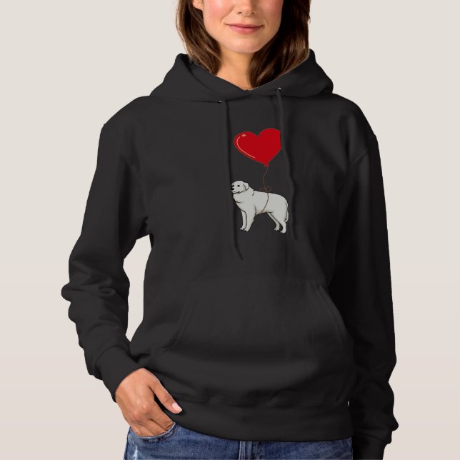 Great Pyrenees With Heart Balloon Valentines Day L Hoodie (Front)
