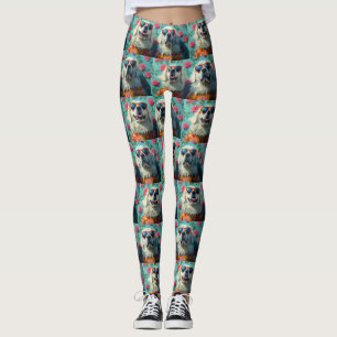 Great Pyrenees  With Heart Roses Valentine's Day Leggings