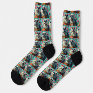 Great Pyrenees  With Heart Roses Valentine's Day Socks