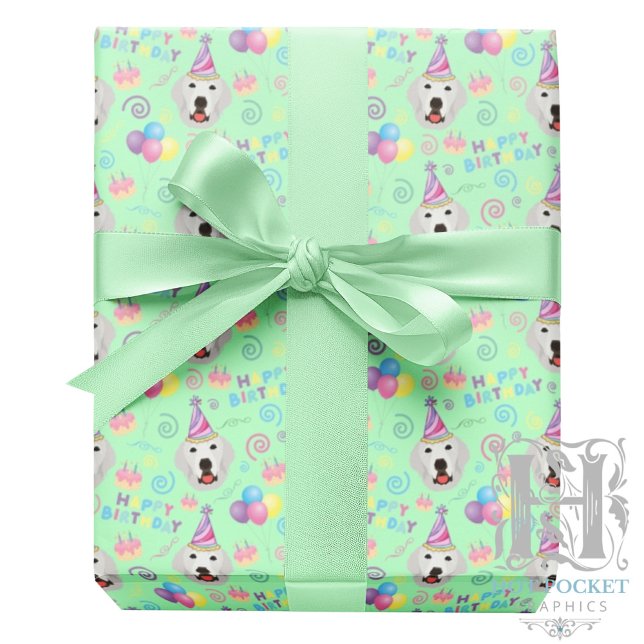 Great Pyrenees Wrapping Paper Green (Creator Uploaded)