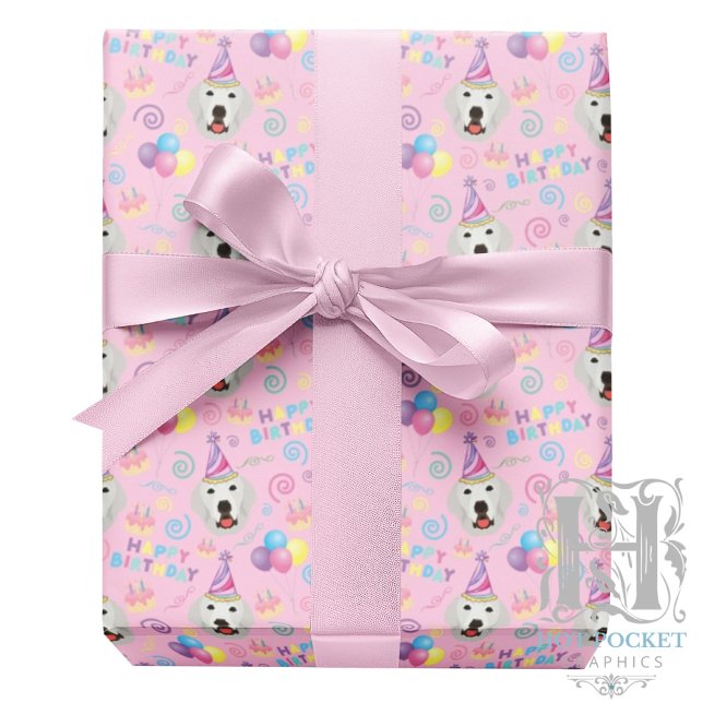 Great Pyrenees Wrapping Paper Pink (Creator Uploaded)