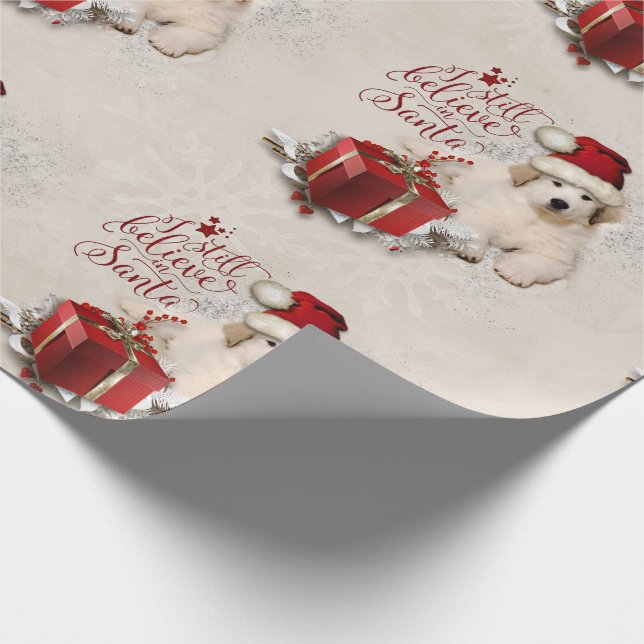 Great Pyrenees Xmas Puppy Wrapping Paper (Corner)