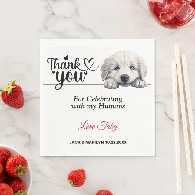 Great Pyrenese Dog Wedding Reception Napkin (Insitu)