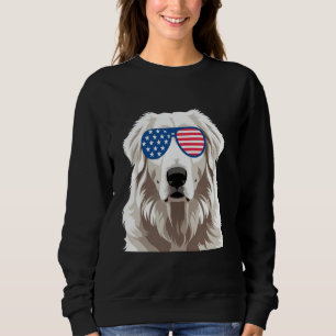 Great Pyrennes Dog American Flag Patriotic 4th Jul Sweatshirt